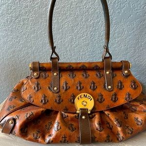 Authentic FENDI Calfskin Anchor Embossed bag.